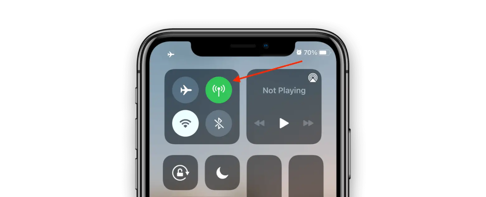 image showing a phone with cellular data turned off and on